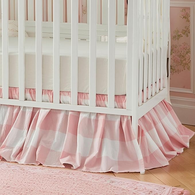 Brandream Gingham Gathered Crib Skirt, Baby Boy, Baby Girl, Gender Neutral Crib - Image 6