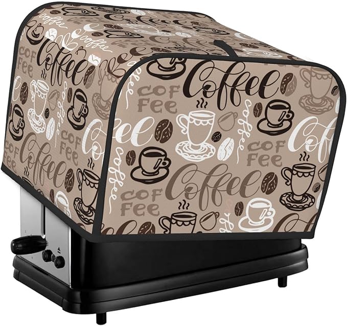 Brown Coffee Pattern 4 Slice Toaster Cover, Waterproof Toaster Dust Cover Bread by Unknown