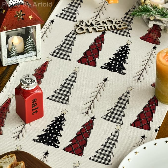 Artoid Mode Xmas Tree Christmas Table Runner, Seasonal Winter Kitchen Dining - Image 3