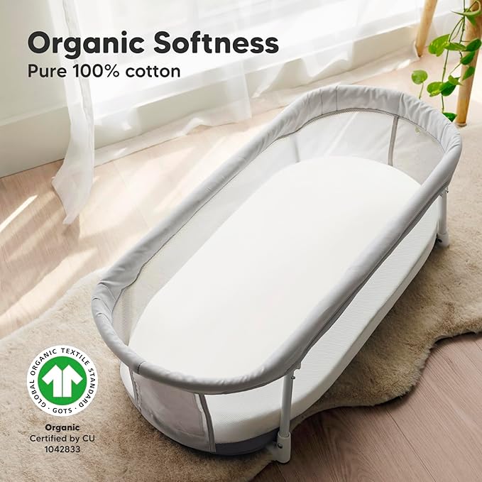 2-Pack Organic Bassinet Sheets for Girls, Boys - Image 2