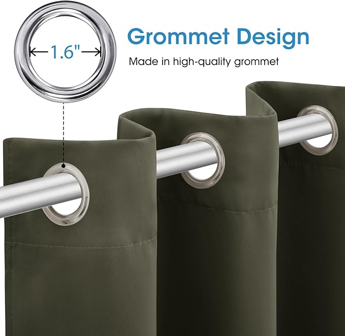 HOMEIDEAS Olive Green Blackout Curtains - Image 4