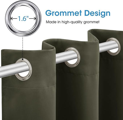 HOMEIDEAS Olive Green Blackout Curtains - Image 4