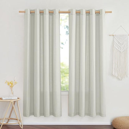 NICETOWN Linen Textured Gray Curtains 72 inches Long, Grommet Bedroom Curtains by NICETOWN
