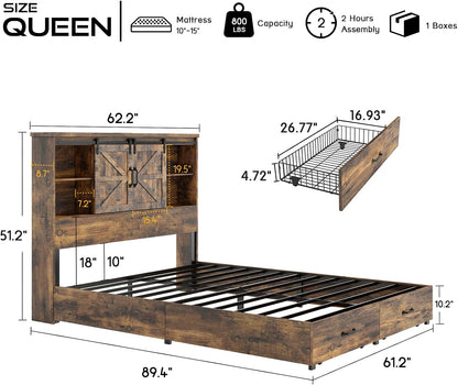 howe farmhouse queen size bed frame with 51.2" shown in use