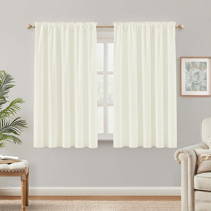 HOMEIDEAS Non-See-Through Ivory Privacy Semi Sheer Curtains 63 Inches Long 2 - Image 3