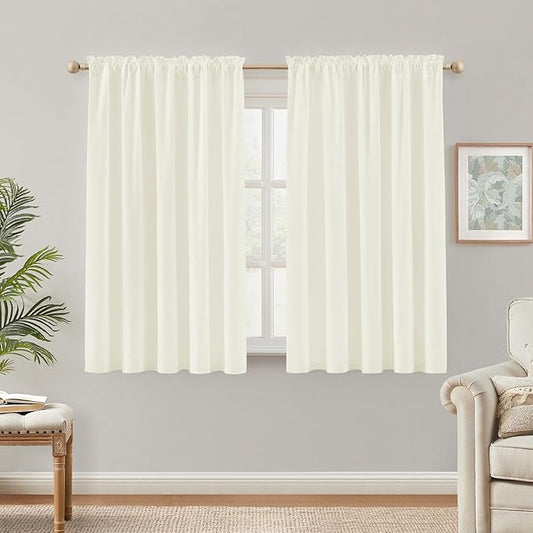 HOMEIDEAS Non-See-Through Ivory Privacy Semi Sheer Curtains 54 Inches Long 2 by HOMEIDEAS