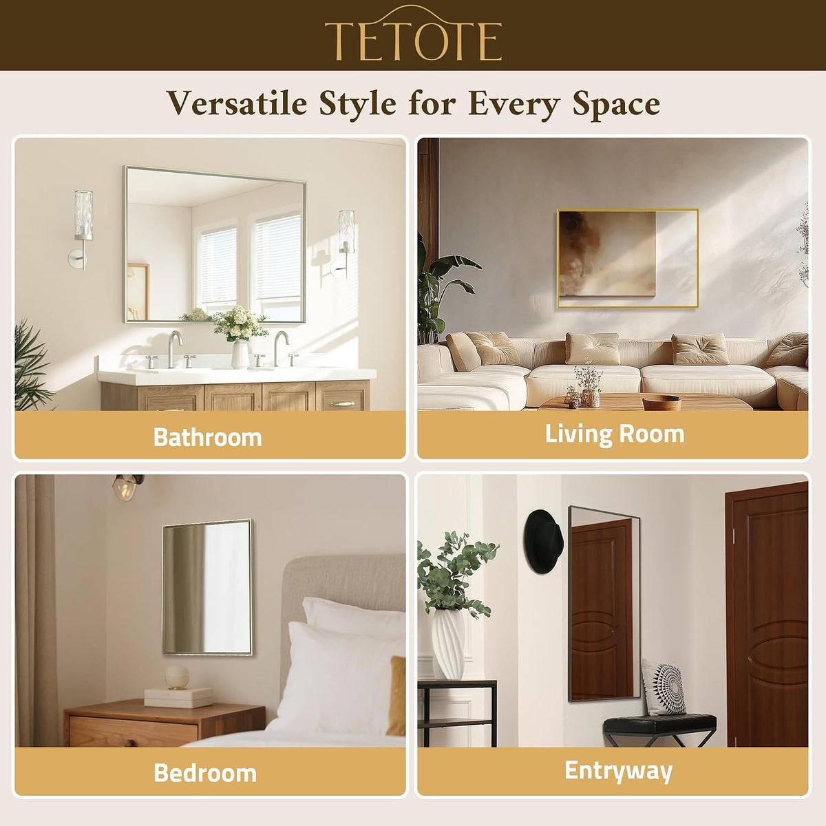 tetote brushed nickel bathroom mirror 24" x 30", view 10