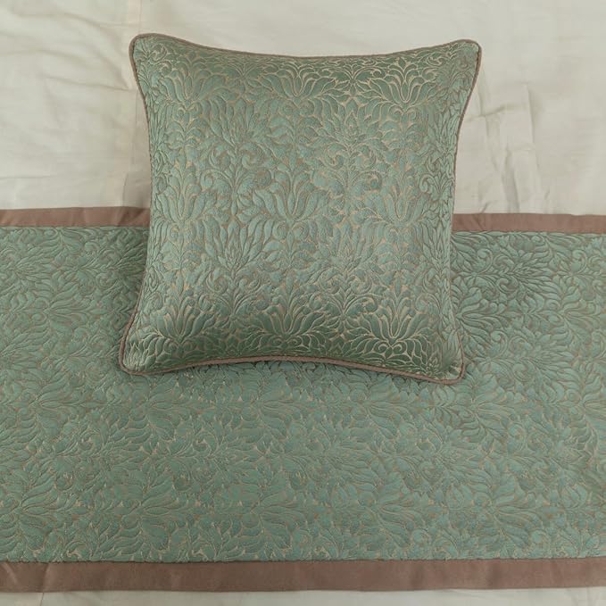 The HomeCentric King/Queen/Twin Blue & Beige Decorative King 90"x18" Bed Runner - Image 5