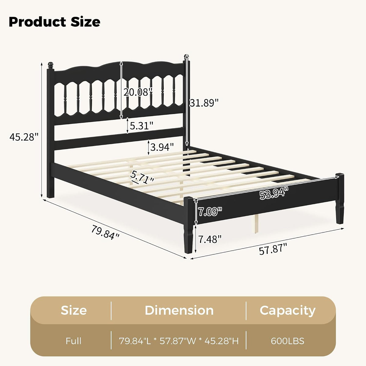 bellemave full vintage wood spindle post bed,wooden platform shown in use
