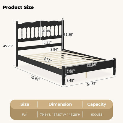 bellemave full vintage wood spindle post bed,wooden platform shown in use