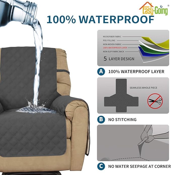 Easy-Going Sofa Slipcover Waterproof Oversized Recliner Chair Cover Non-Slip - Image 4