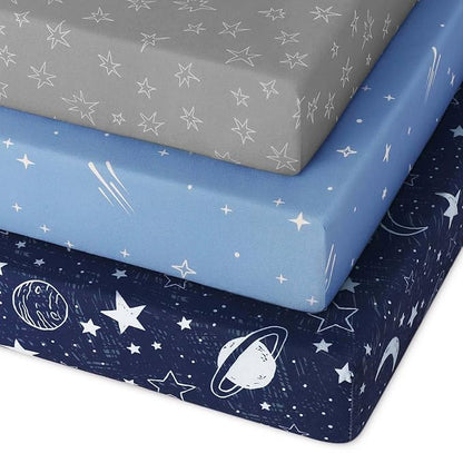 Pack and Play Sheets Fitted 3 Pack, Mini Crib Sheets by Unnivoll