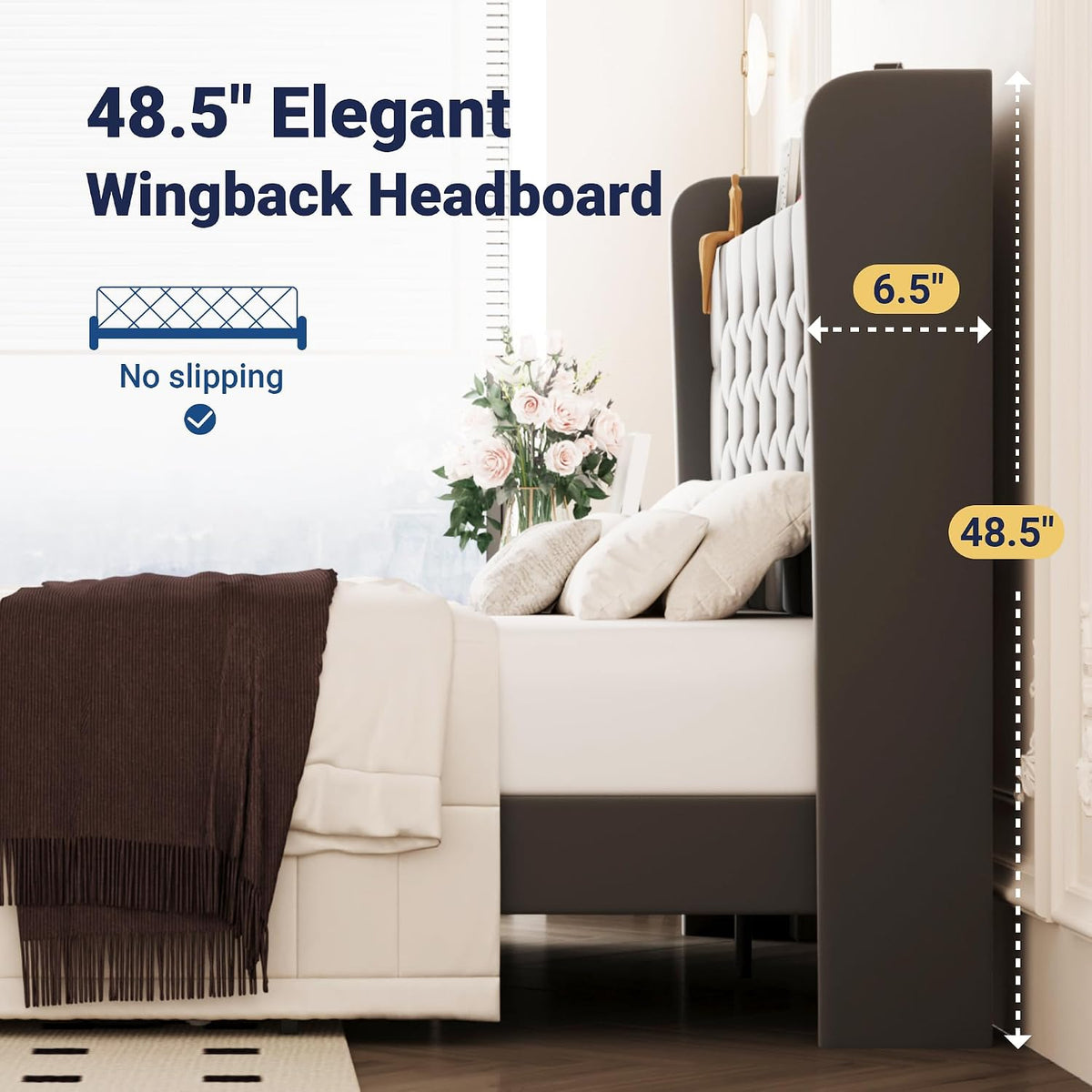 allewie queen bed frame, storage headboard & charging, package contents