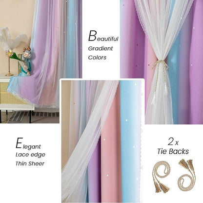 Double Layer Blackout Curtains for Girls Bedroom - Image 4