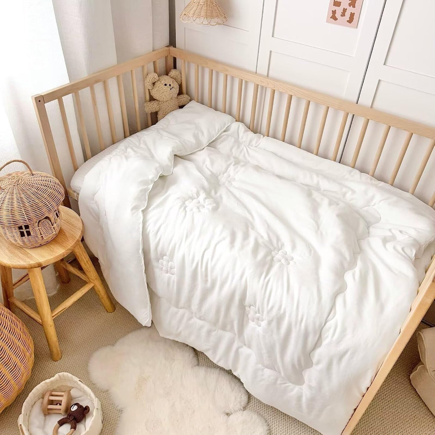 BuLuTu Muslin Toddler Duvet Cover + Duvet Insert, Fits Toddler Bed, Primrose Print