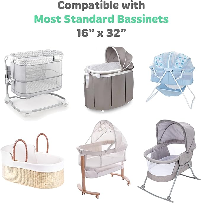Bassinet Fitted Sheets for 16 x 32 Inch Oval Mattress Pad – for Baby Boy Girl – - Image 2