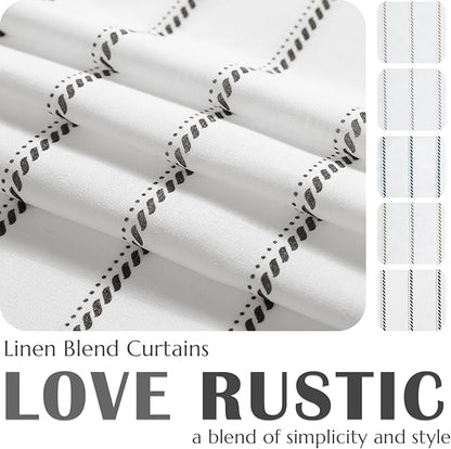 jinchan Linen Striped Kitchen Curtains Tier Cafe Curtains - Image 3