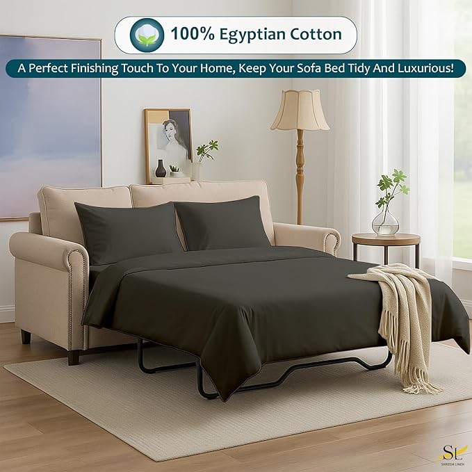 Luxury Queen Sleeper Sofa Bed Sheet Set, 100% Egyptian Cotton, 338 Thread Count - Image 2