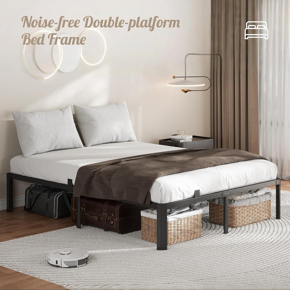 Metal Bed Frame Full Size, 14 Inch Heavy Duty Platform with Storage Space