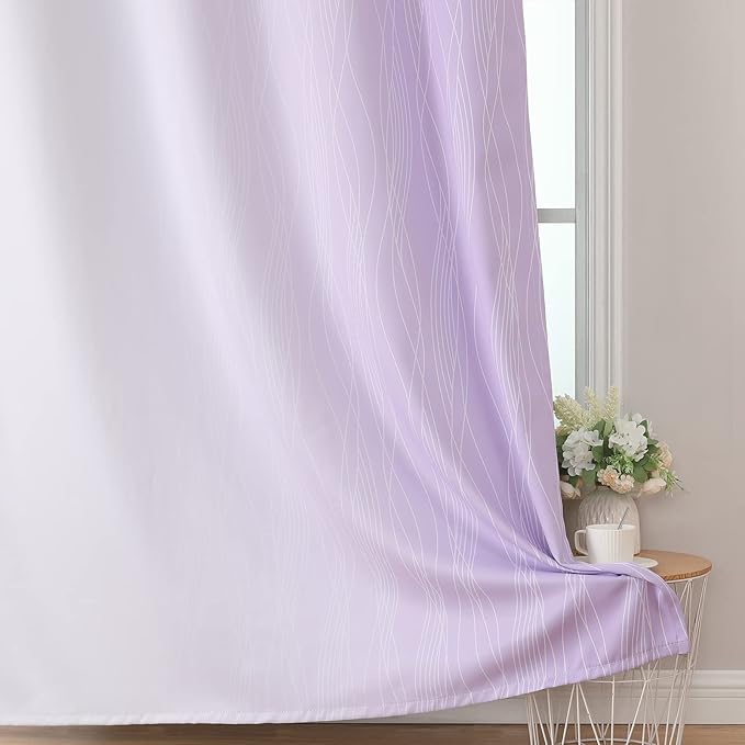 Estelar Textiler Lilac and Greyish White Room Darkening Blackout Curtains 84 - Image 6