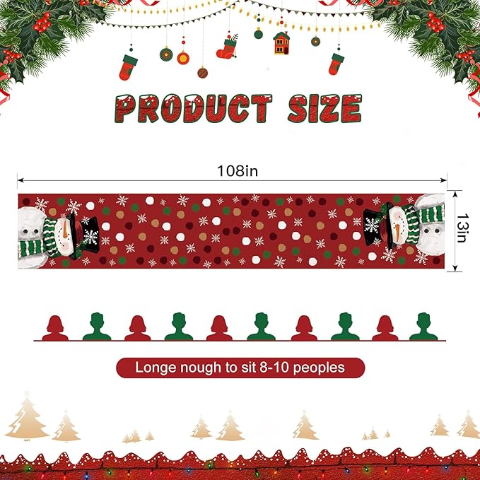 OTOSTAR Snowman Snowflake Christmas Table Runner, Xmas Seasonal Winter Holiday - Image 5