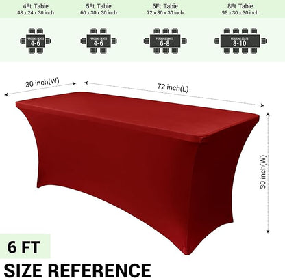 Obstal 6ft Stretch Spandex Red Table Cover - Image 4