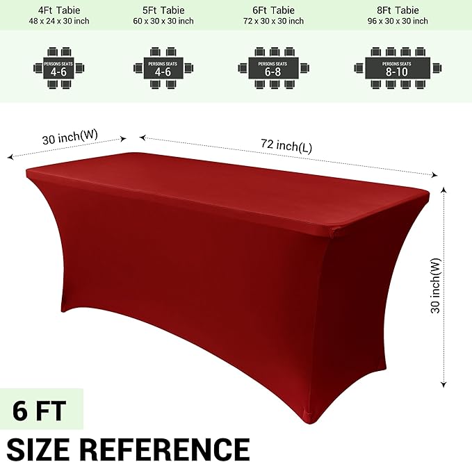 Obstal 6 Pack Stretch Spandex Red Table Covers - Image 4