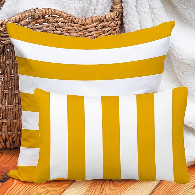 Leaveland Mustard Yellow and White Stripe Set of 2 12x20 Inch Cotton Polyester - Image 8