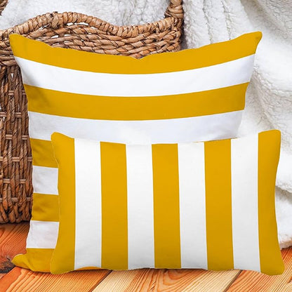Leaveland Mustard Yellow and White Stripe Set of 2 12x20 Inch Cotton Polyester - Image 8
