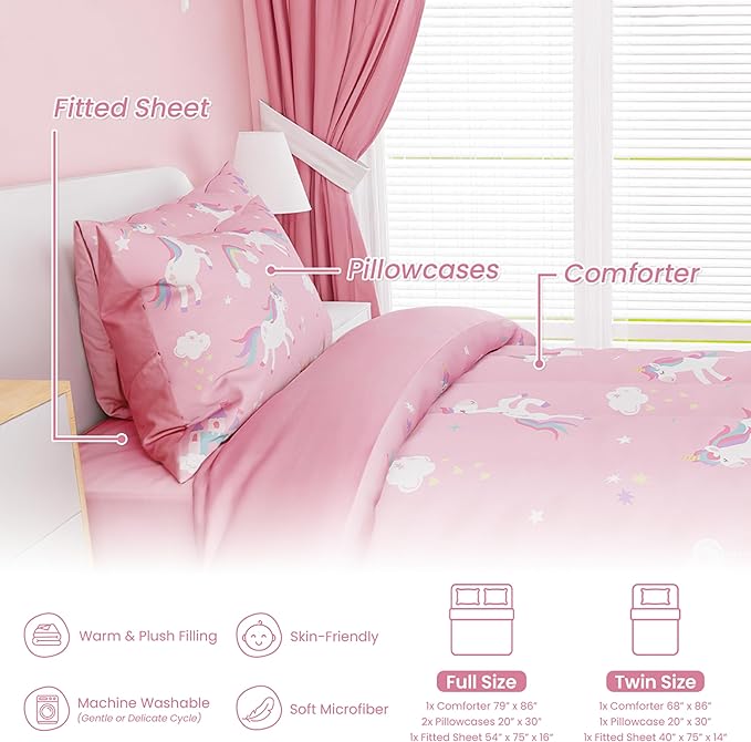 SANDJEST Unicorn Comforter Set Full Size 98x86in - Image 3