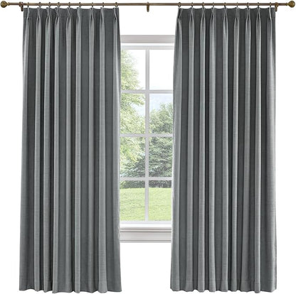 TWOPAGES 26 W x 102 L inch Pinch Pleated Curtain Room Darkening Linen Drapery by TWOPAGES