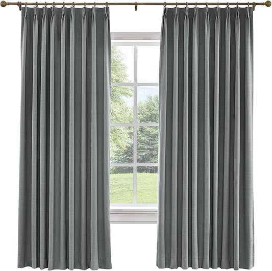TWOPAGES 72 W x 84 L inch Pinch Pleated Curtain Room Darkening Linen Drapery by TWOPAGES