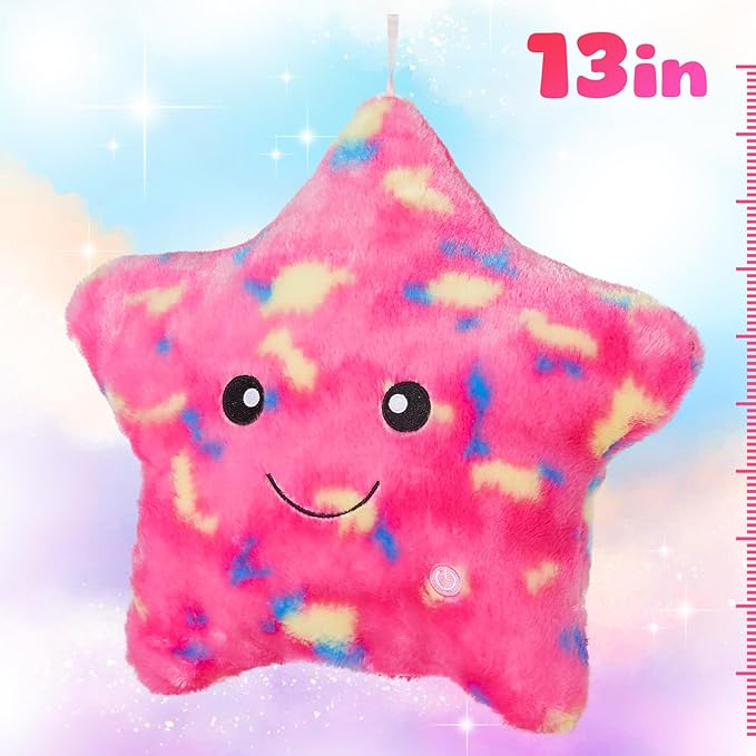 WEWILL 13'' Pink Light up Twinkle Star Glowing LED Night Light Plush Toy - Image 5