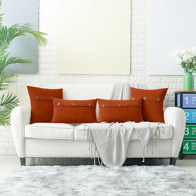 HWY 50 Burnt Orange Chenille Throw Pillow Covers 16x16 Inch - Image 6