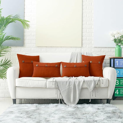 HWY 50 Burnt Orange Chenille Throw Pillow Covers 16x16 Inch - Image 6