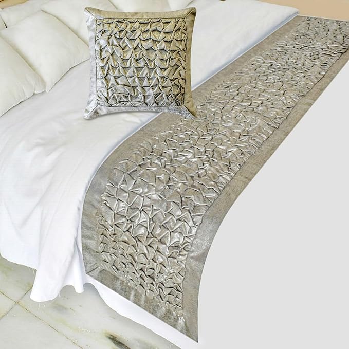 The HomeCentric King/Queen/Twin Silver Decorative Bed Runner Queen 74"x18" Bed by TheHomeCentric