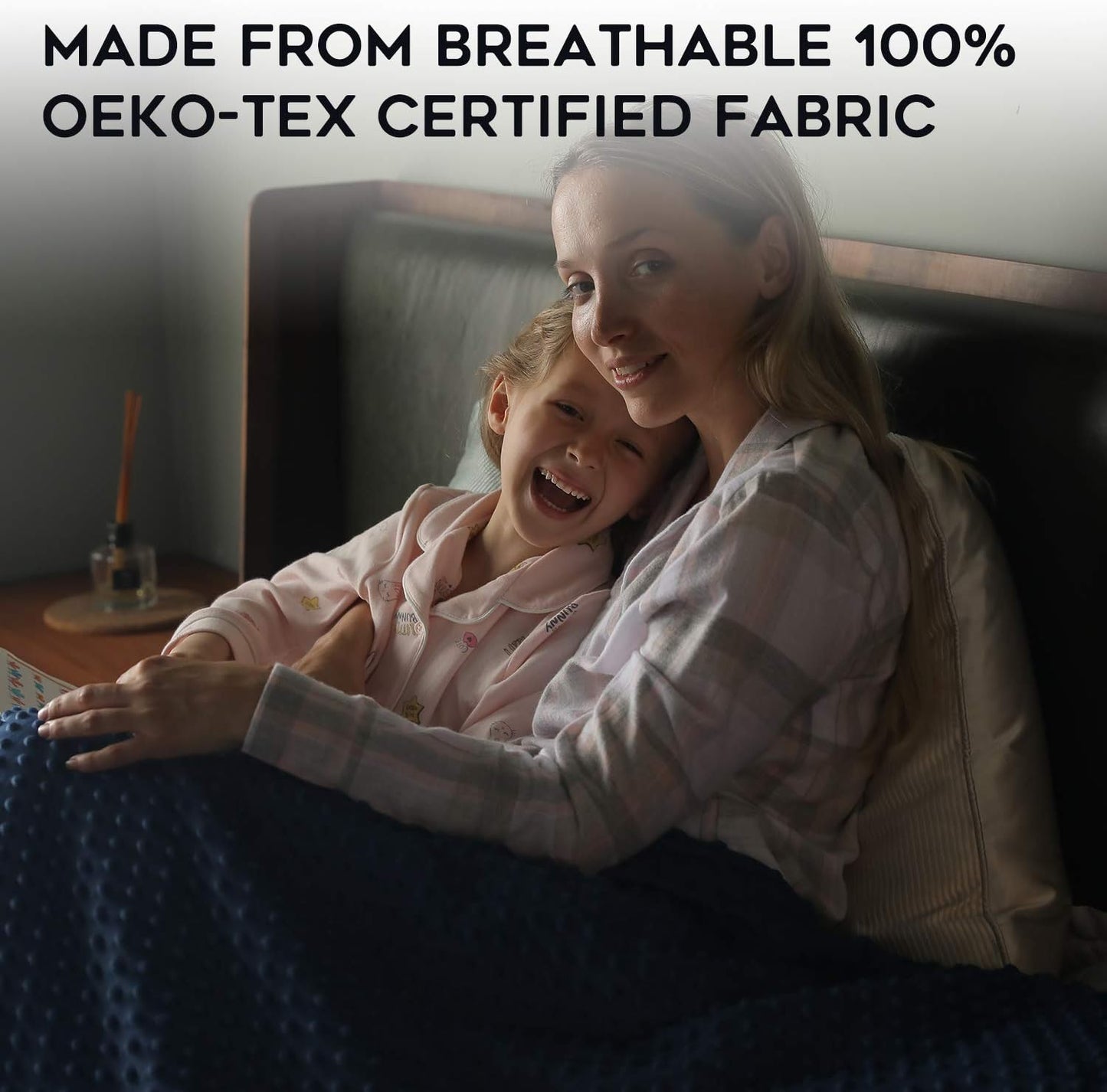 YnM Exclusive Cooling Rayon Derived from Bamboo & Cozy Velvet Dual-Sided Duvet for Weighted Blankets with 16 Strings (60''x80'') - Blue Grey