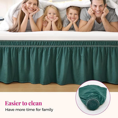 RIMELA Emerald Green Bed Skirt King Size 18 Inch Drop, Wrap Around Elastic - Image 4