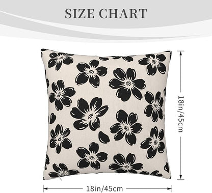 Decorative Black Floral Throw Pillow Covers 18 x 18 Inch Set of 2 - Image 8