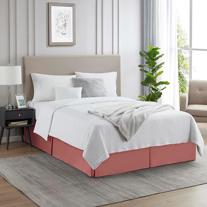 Nestl Pink Clay Bed Skirt King Size - Image 4