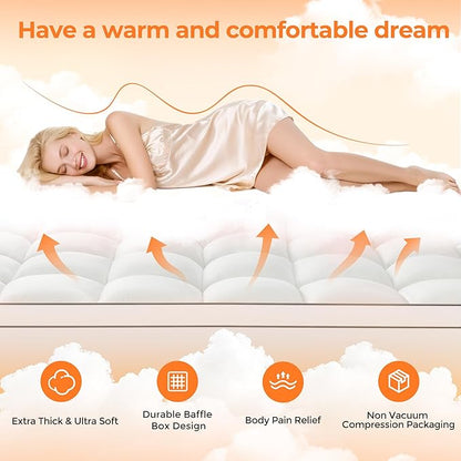 Ultra Soft Coral Fleece Full Size Mattress Topper, No Compression Plush Thick - Image 2