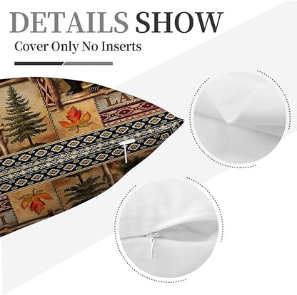 Vintage Rustic Lodge Bear Pillow Covers 18x18 Inch Set of 4, Farmhouse Cabin - Image 3
