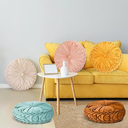 Yerliker 6 Pcs Floor Pillow Cushions 15inch Round Velvet Throw Pillows Colorful - Image 6