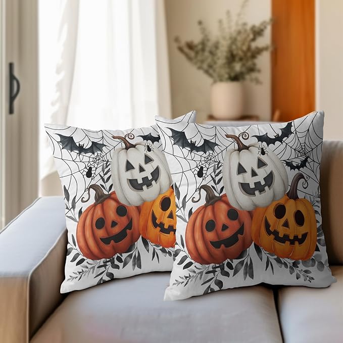 Halloween Pumpkin Throw Pillow Covers 22x22 Inch Pumpkins Jack-O-Lanterns - Image 6