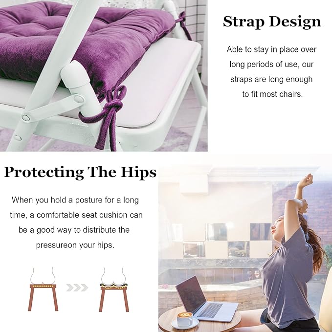 Set of 4 Square Chair Pads Indoor Seat Cushions Pillows - Image 4