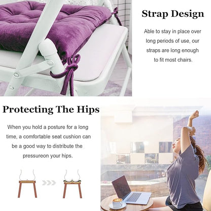 Set of 4 Square Chair Pads Indoor Seat Cushions Pillows - Image 4