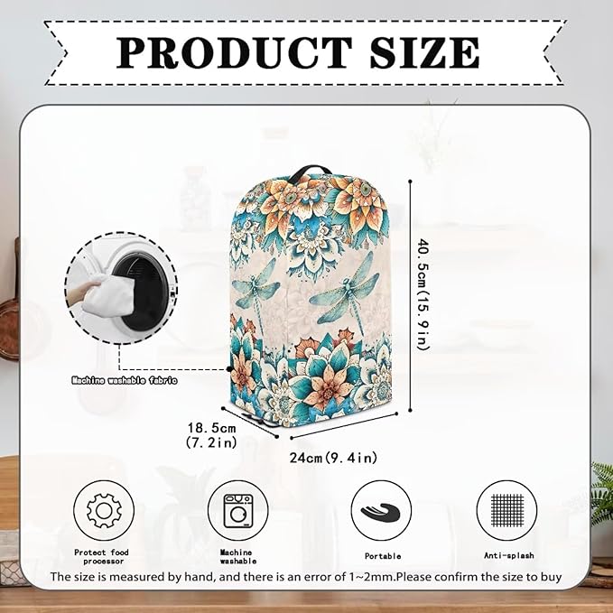 Dragonfly Floral Blender Dust Cover, Stand Mixer, Coffee Maker, Food Processor - Image 5
