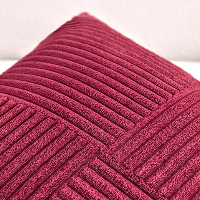 Fancy Homi 2 Packs Burgundy Long Lumbar Decorative Throw Pillow Covers 12x24 - Image 3