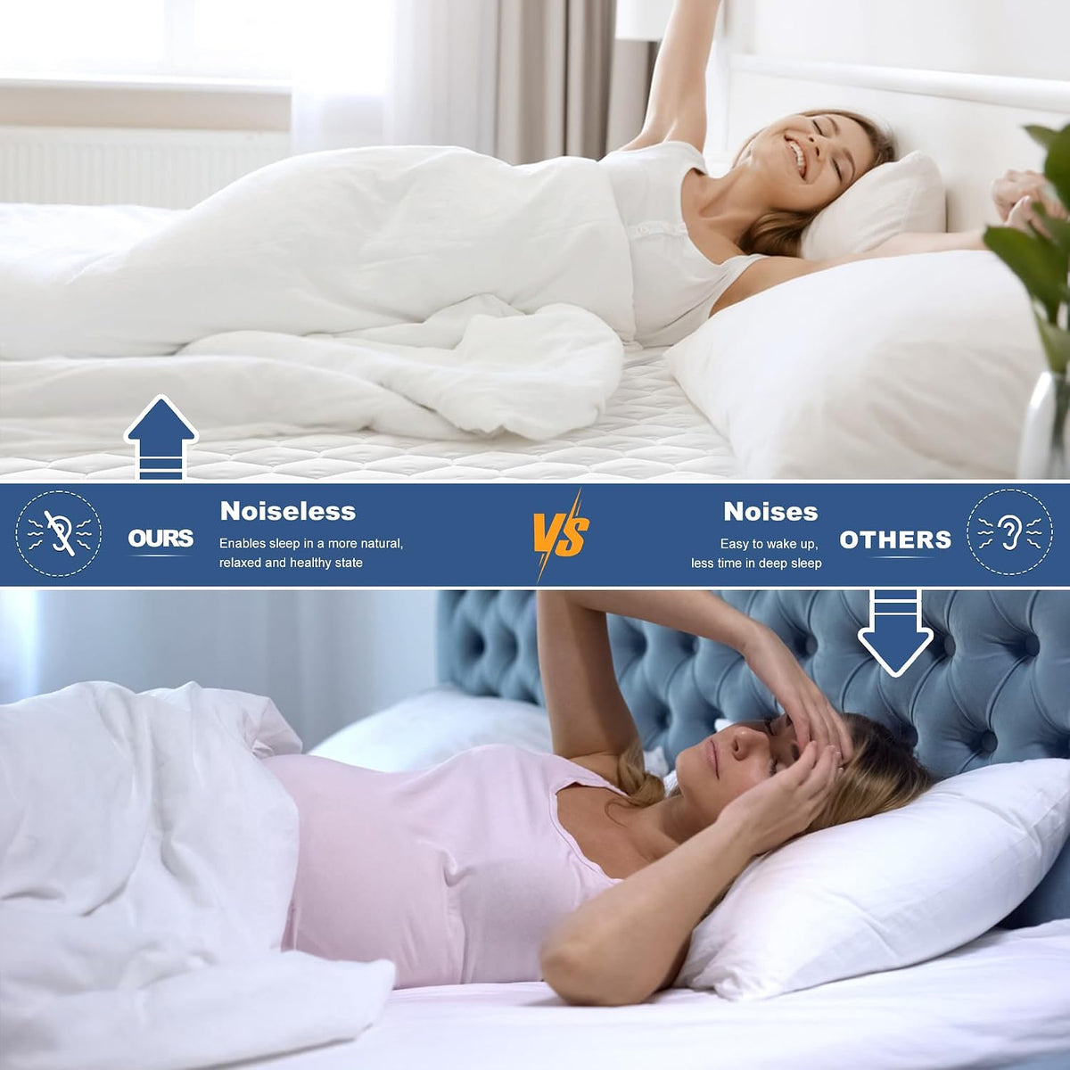 grt full mattress protector waterproof, hollow cotton mattress, side view