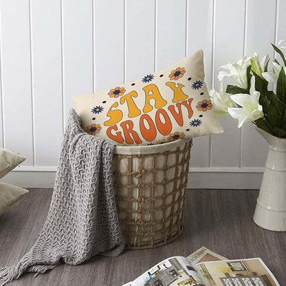 TKS MITLAN Retro Stay Groovy Slogan Decorative Pillow Covers Hippie Flowers in - Image 6